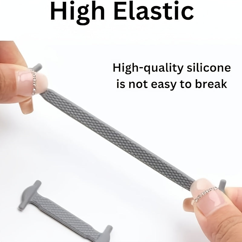 Unisex Silicone No-Tie Shoelaces Set Elastic Quick-Lace for Sneakers