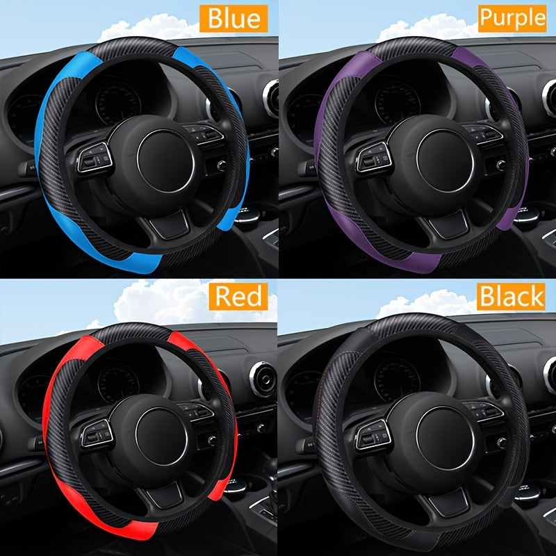 Universal karbon tolasi PU charm qoʻlqopli rul boshqacha yopishqoqsiz 38.1 sm