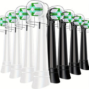 Pack of 8 White Green Electric Toothbrush Replacement Heads High-Density Bristles