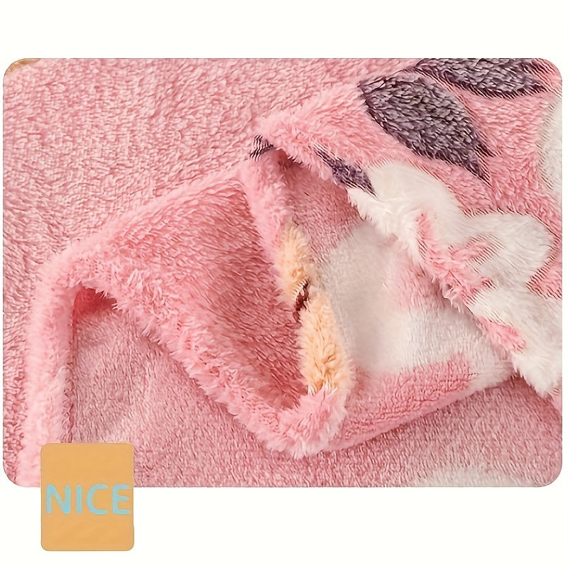 Pink Floral Fleece Blanket Cozy Throw for Bed Couch Nap Home Decor