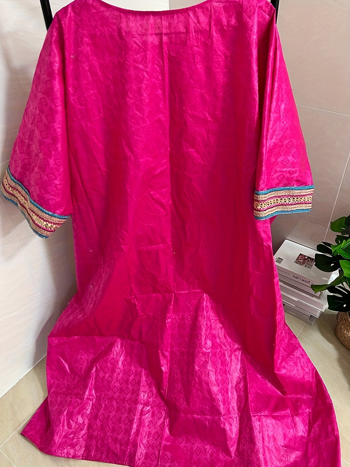 Women's Long Kaftan Dress Solid Color Non-Stretch Fabric Party Style