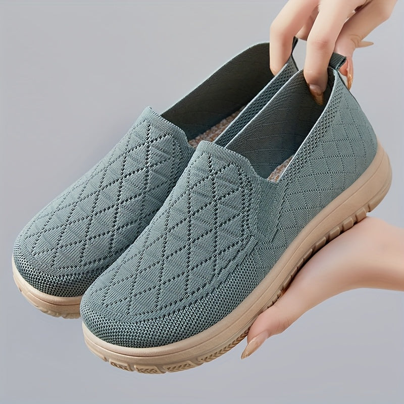 Women's Knit Slip-On Sneakers Breathable Casual Flats for Walking