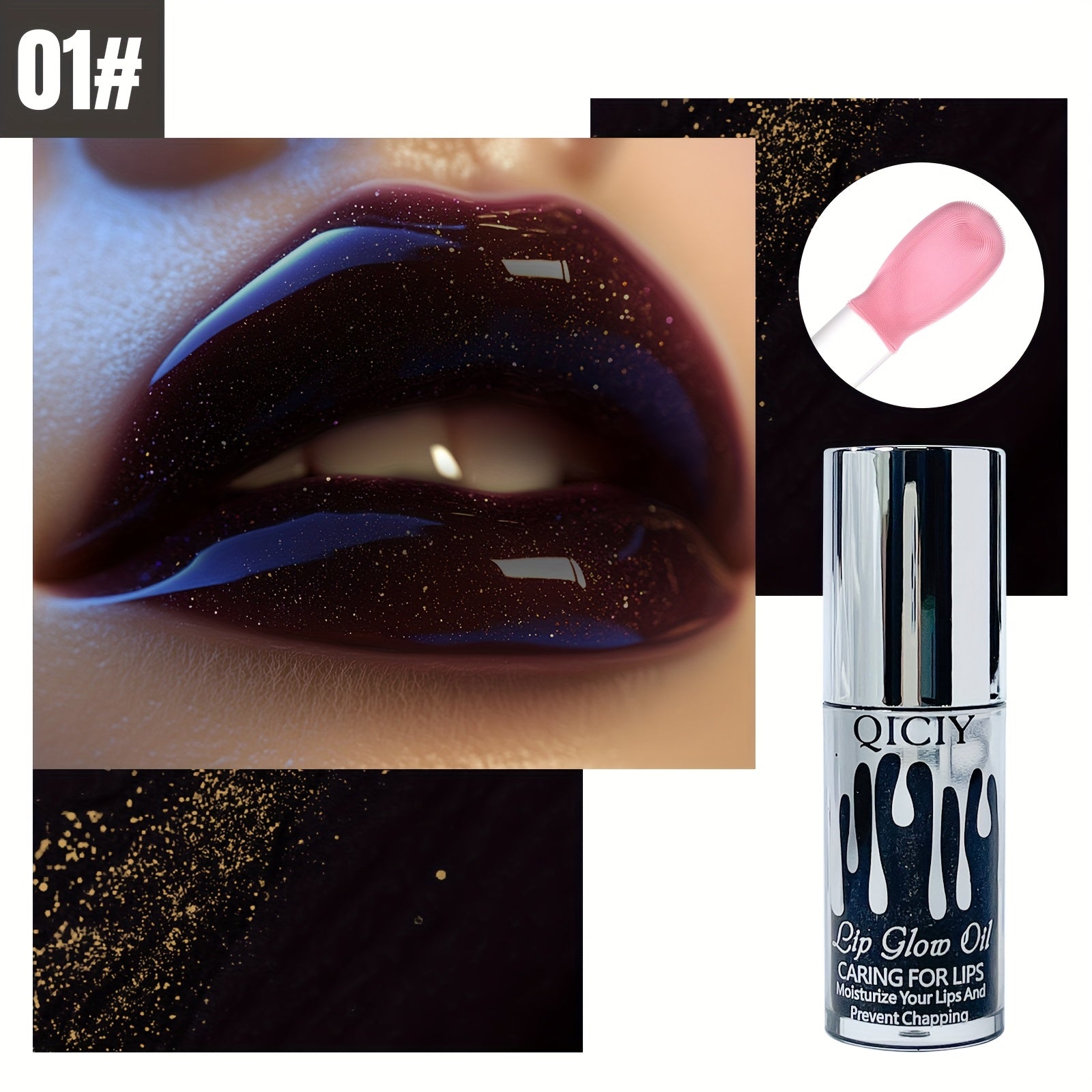 Brillo labial hidratante para mujer con escualano, negro, aceite labial hidratante de larga duración