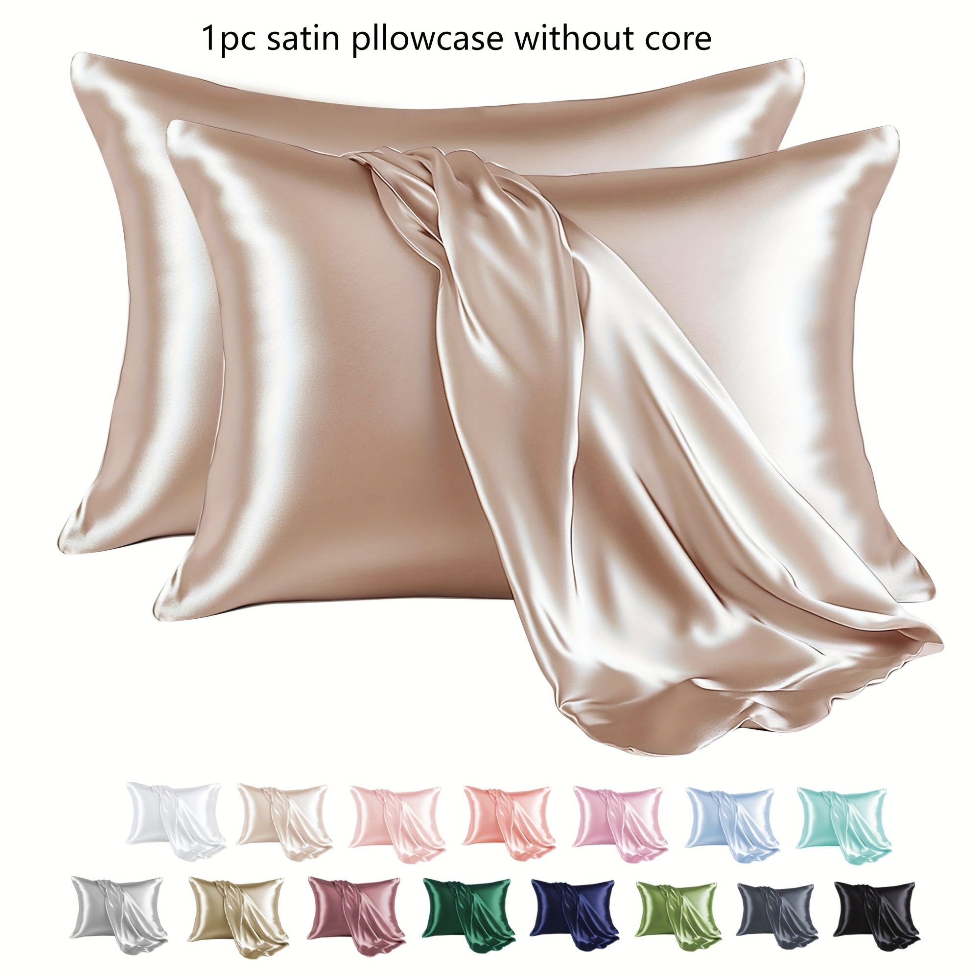 Hypoallergenic satin yostiq qopqog'i 100% polyester nafas oladigan teriga do'st to'liq rangli qopqoq yopilishi yotoq to'shagi