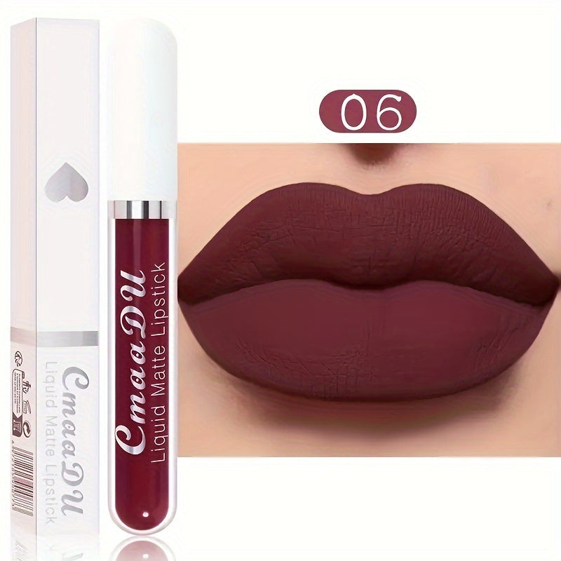 Labial líquido mate impermeable para mujer, 18 colores, hidratante, de secado rápido