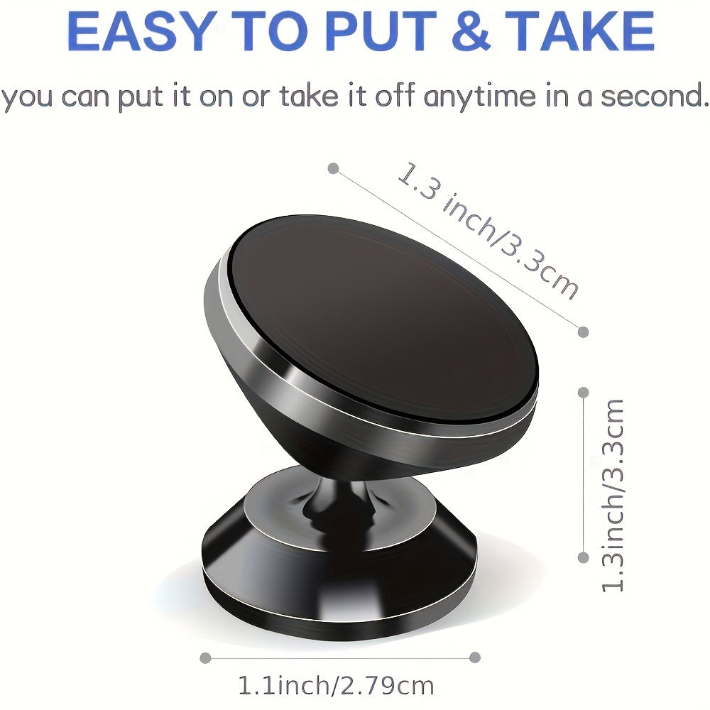 2pcs Magnetic Car Phone Mount Dashboard Holder with 360° Rotation and Metal Plates