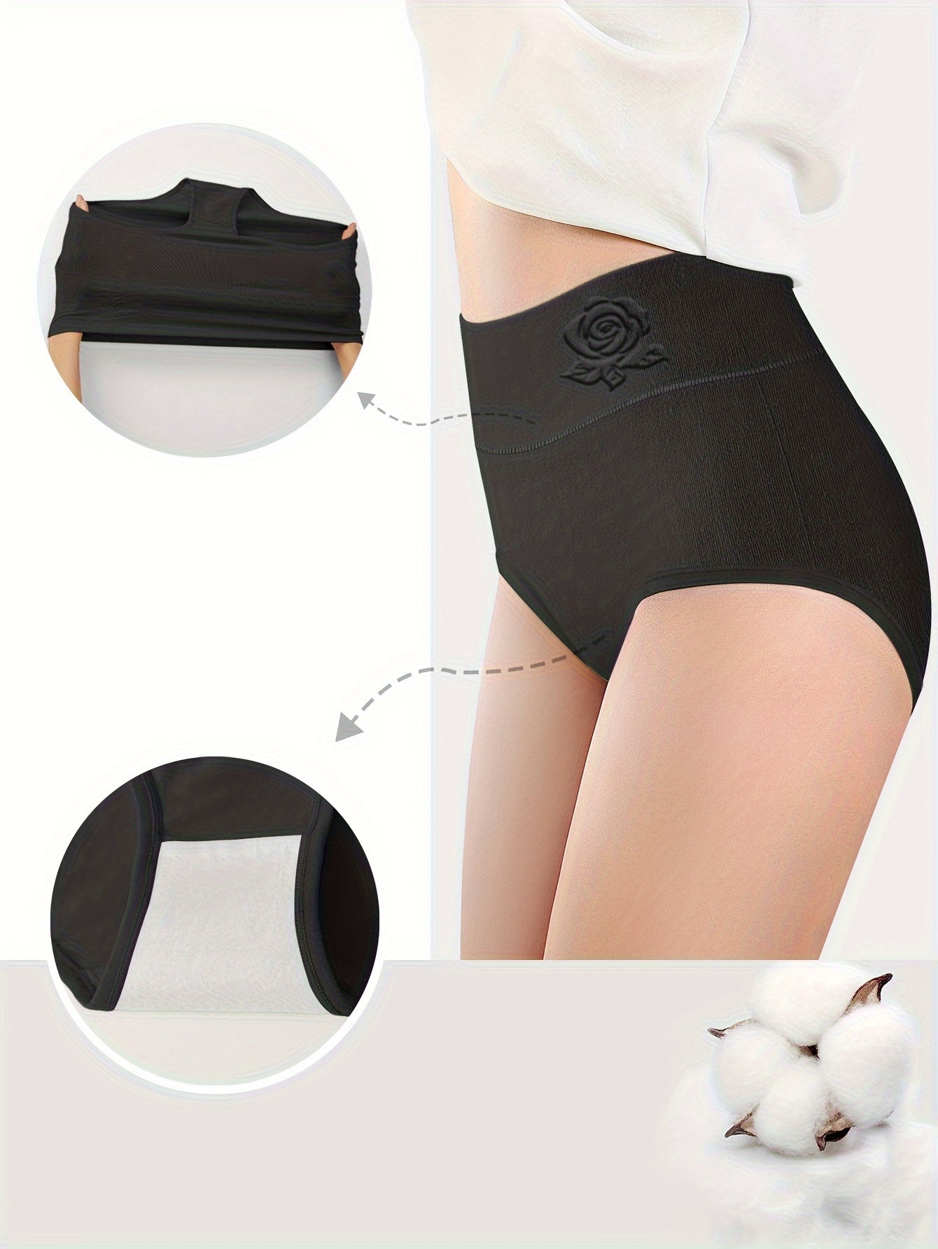 Set of 4 Floral Women's Cotton Briefs Comfortable Stretchy Underwear