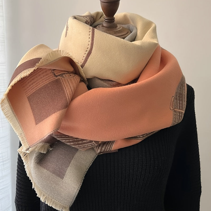 Umumiy foydalanish uchun kuz qish sun'iy kaşmir kamar va ot jacquard sharf, issiq, qalin, elastik bo'lmagan