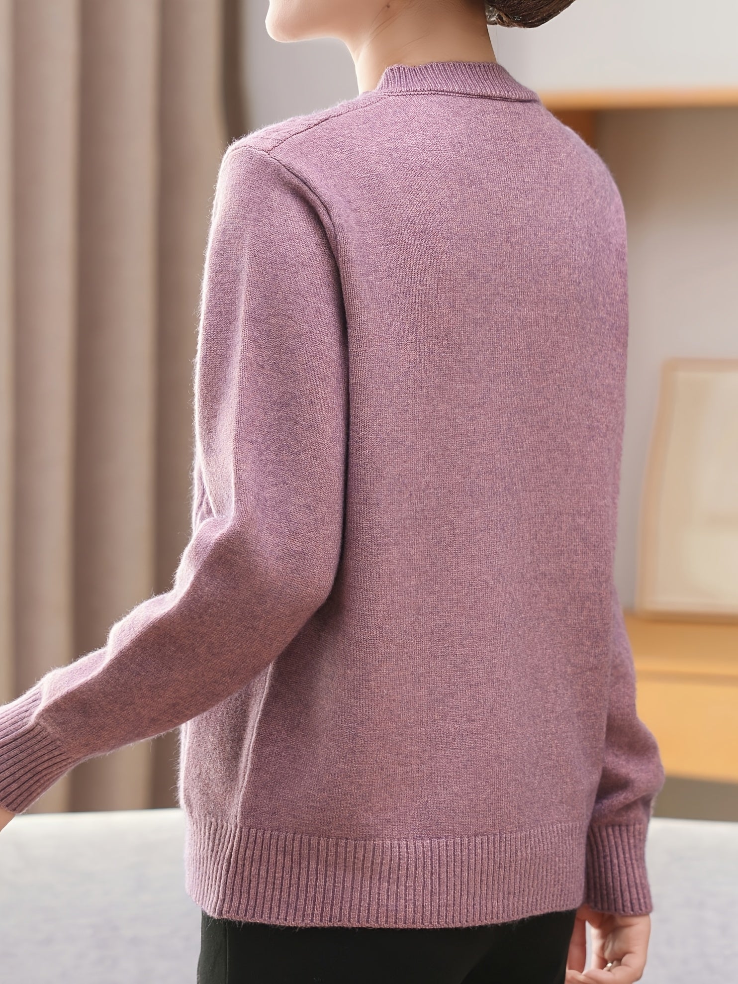 Cárdigan de punto cable para mujer con botones en la parte delantera, mangas largas, bolsillos, casual, para todas las estaciones