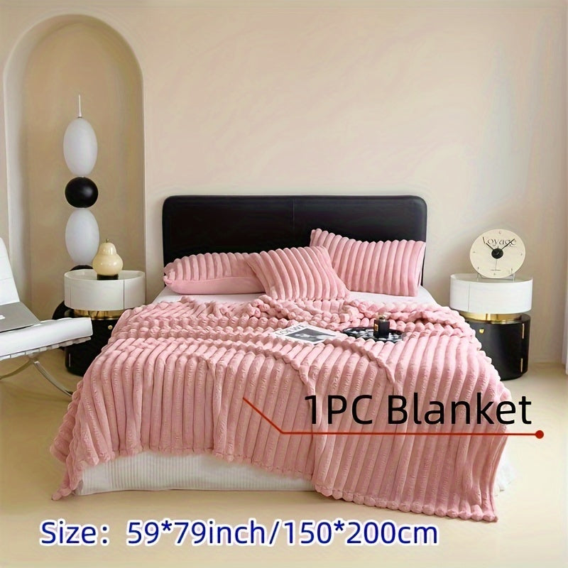 Double-Sided Faux Rabbit Fur Blanket Soft Warm Cozy for Bedroom Living Room Travel