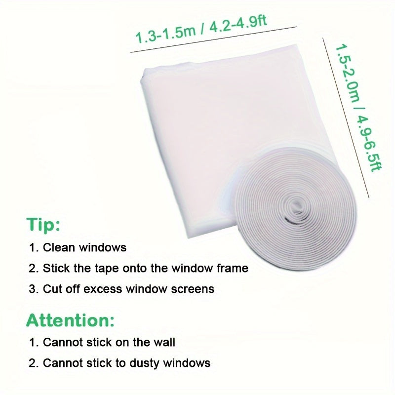 Adjustable Anti-Mosquito Window Screen Netting with Hook and Loop Tape