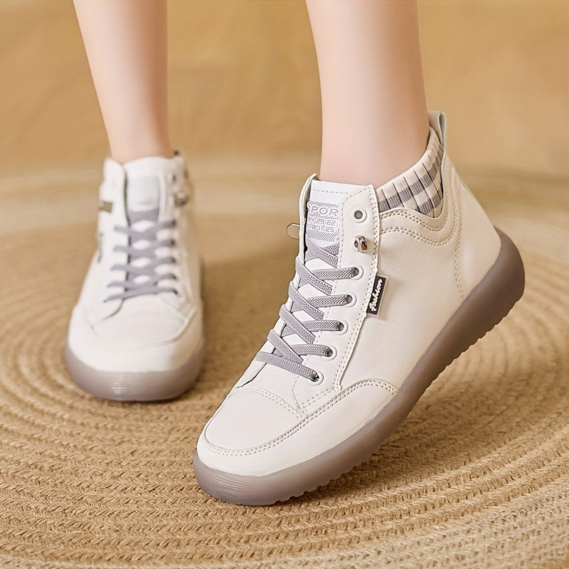 Women's Solid Color Casual Slip-On Platform Boots with Soft Sole