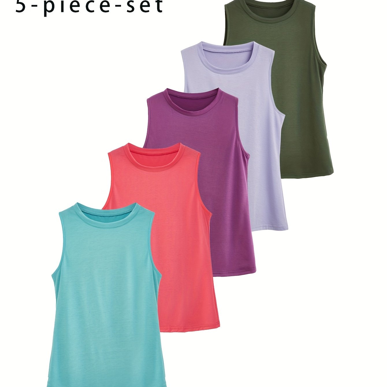 Women Plus Size Sleeveless Tank Tops Breathable Summer Casual Fitness Pack of 5