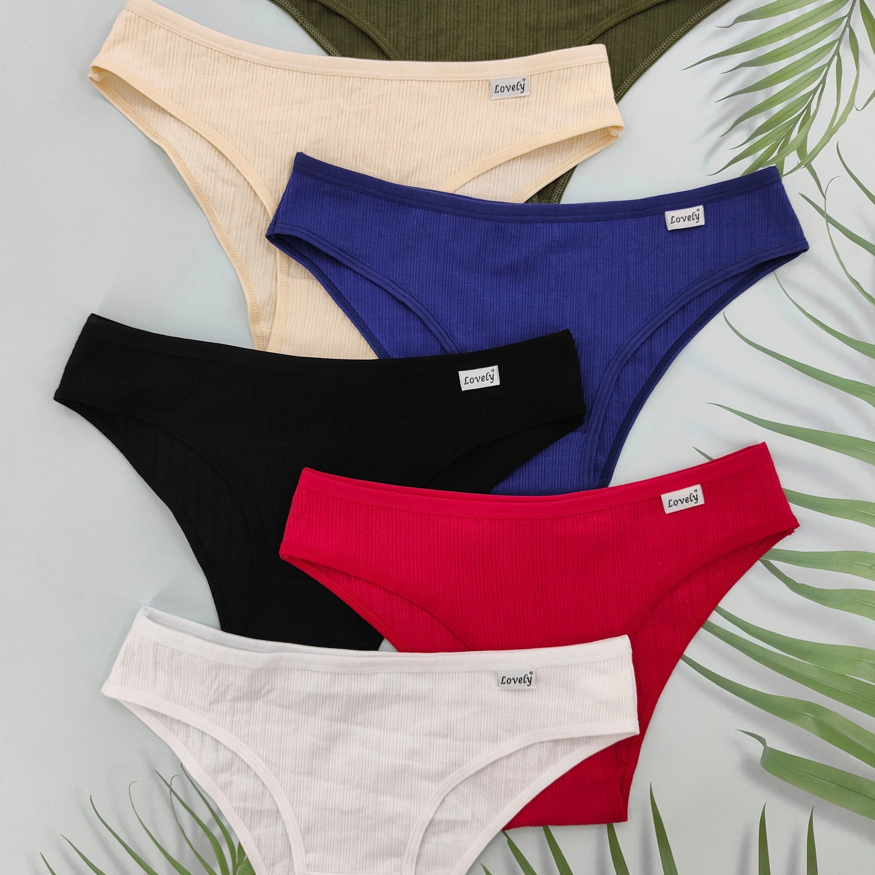 Pack de 6 braguitas de algodón de cintura baja para mujer con parche de letras, ropa interior suave y elástica