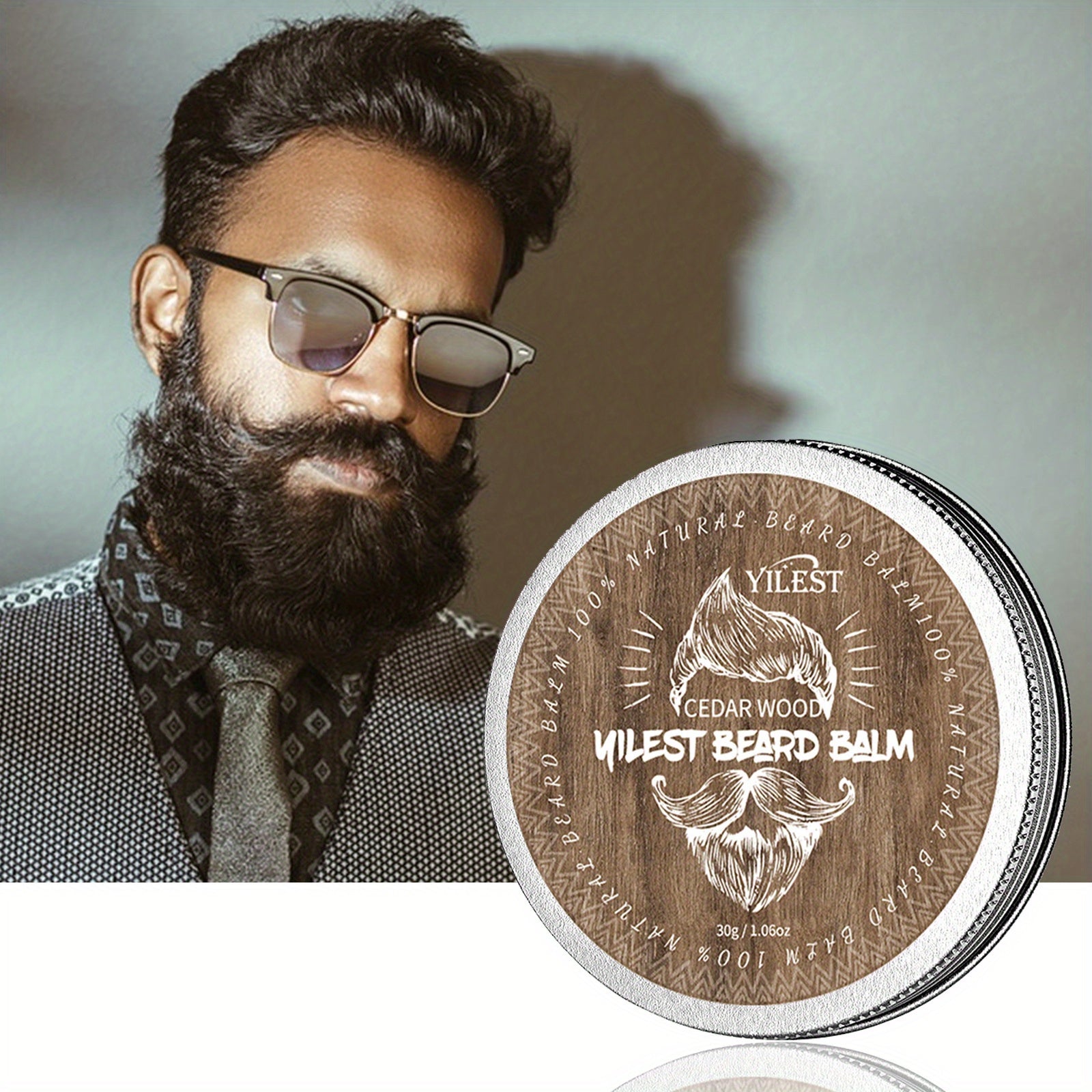 Cera para barba para hombres 30G con aroma a cedro, humectante, peinado y control