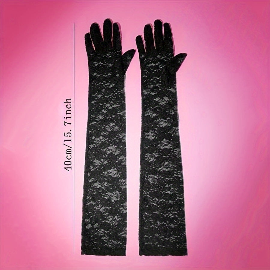 Ayollar uchun qora tikanli qo‘lqoplar, to‘y, kelin va mehmonlar uchun uzun tarmoq shifoni