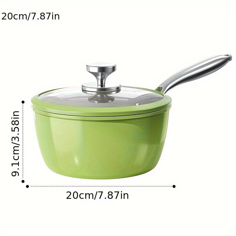 Cast Iron Soup Pot with Lid, Non-Stick, Green, Multi-Use Cookware