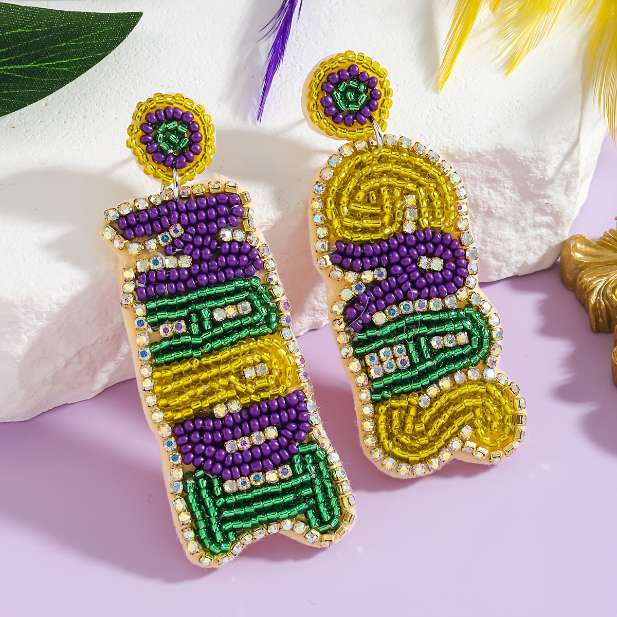 Pendientes de aro con pedrería y diseño de letras para mujer, joyería festiva