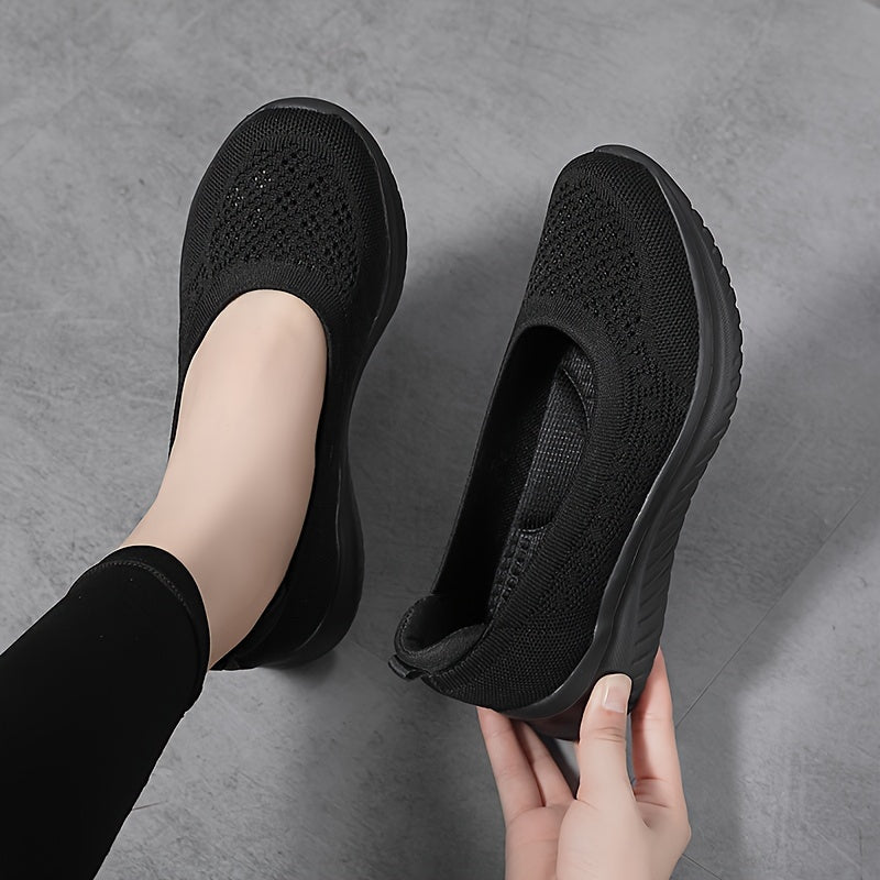 Women's Breathable Slip-On Sneakers Low Top Casual Fabric Solid Color All-Season