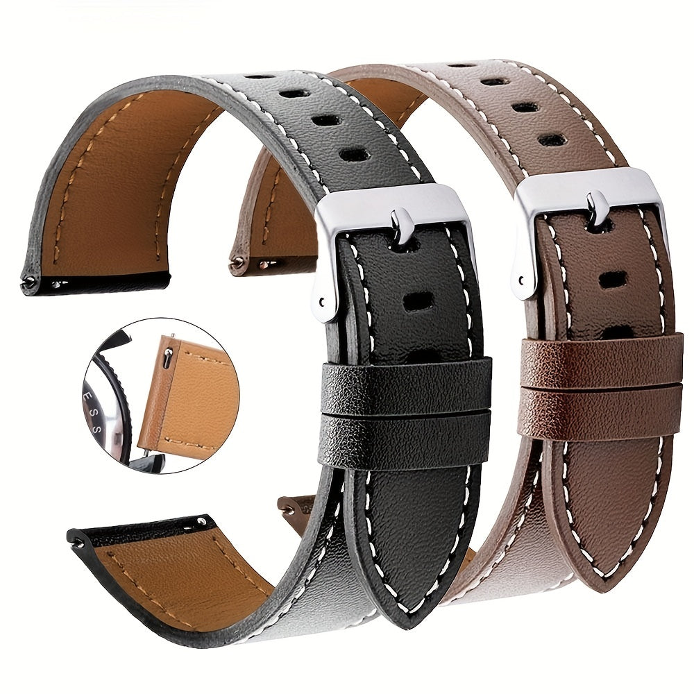 Stylish 22mm PU Leather Watch Band for Smartwatches with Quick-Release Design