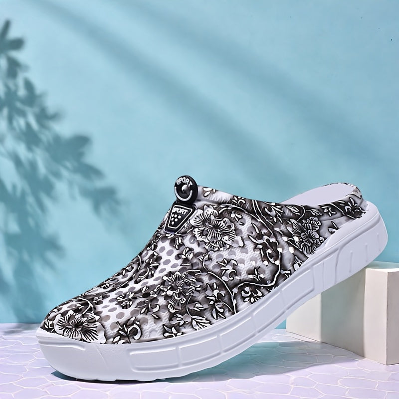 Women's EVA Clogs with Floral Design Slip-On Shoes for Comfortable All-Day Wear