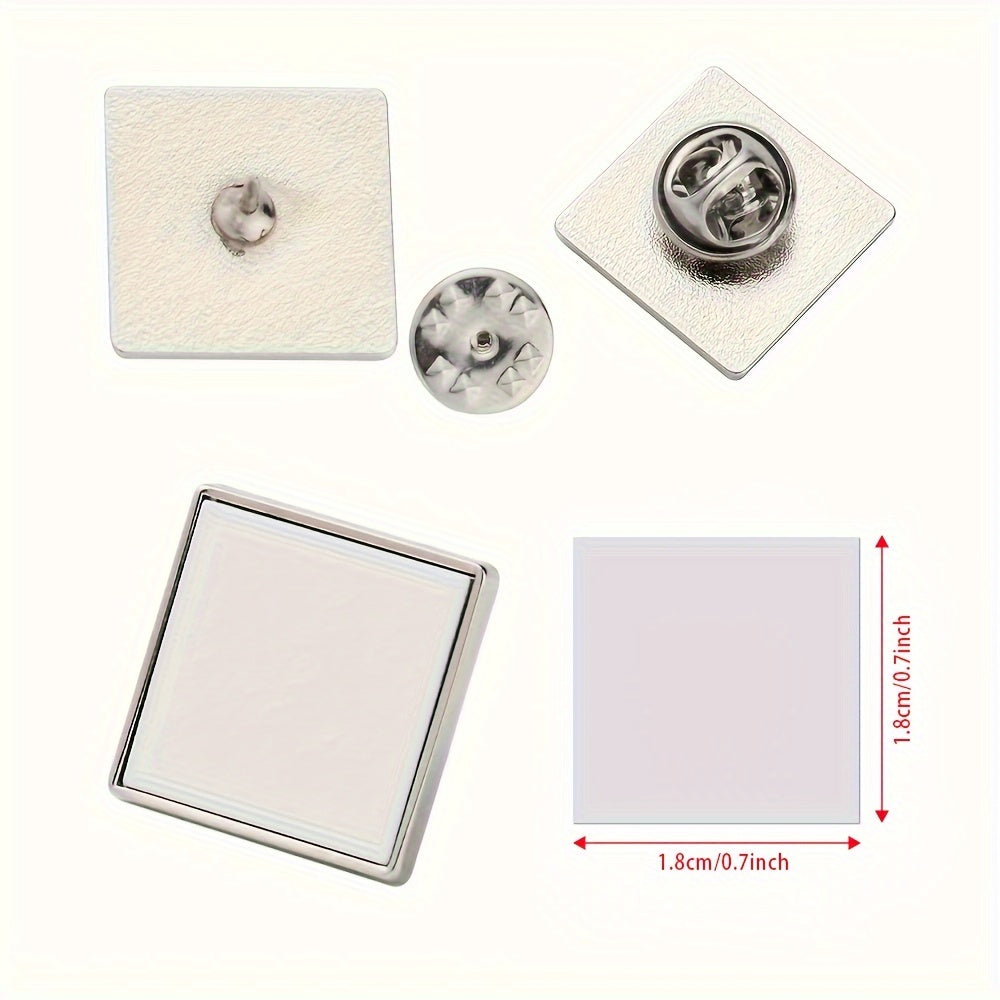 Set of 10 Customizable Metal Cufflinks and Badge Buttons in Various Shapes for Gifts