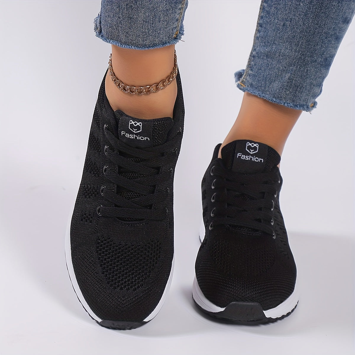 Zapatillas de plataforma transpirables para mujer, negras con rayas rosas, zapatillas ligeras para correr