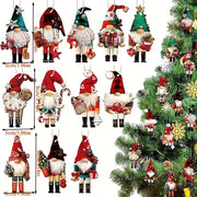 24 Adornos de Gnomos de Navidad Festivos, Cascanueces de Madera, Decoraciones Colgantes para Árbol