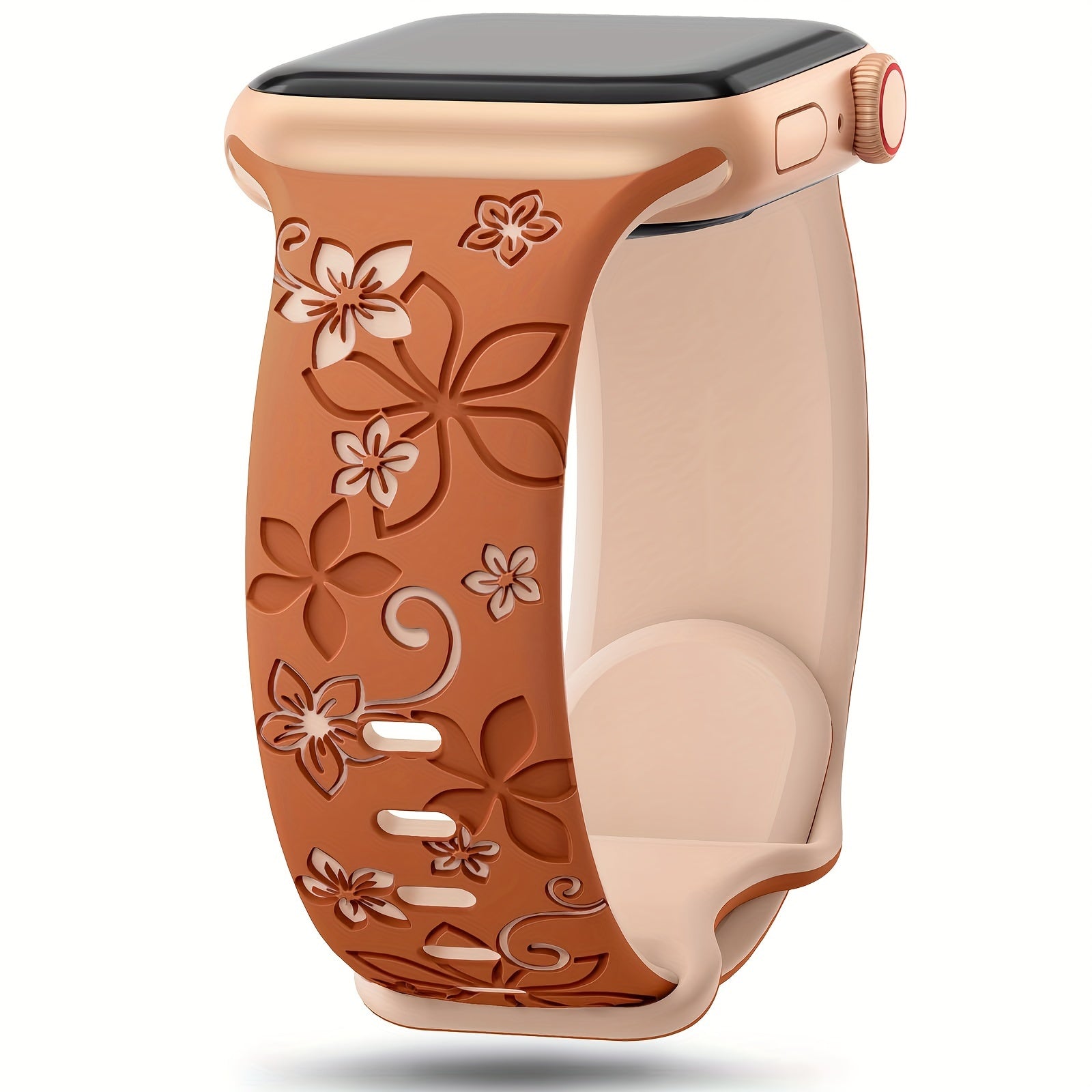 Women's Floral Silicone Watch Band for Apple Watch Series SE 9 8 7 6 5 4 3 2 1
