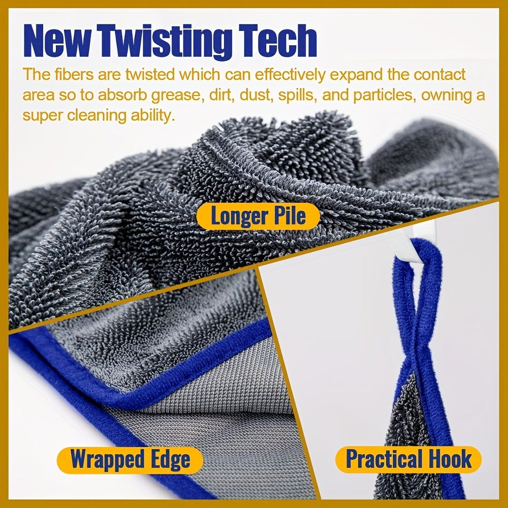 Large Blue Microfiber Car Wash Towel 60x90cm Seam Edge