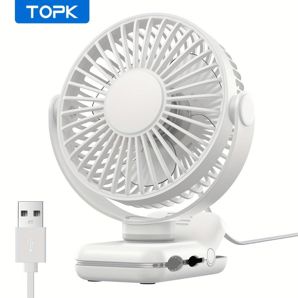 USB Clip Desk Fan with Brushless Motor Whisper-Quiet Strong Clamp Stylish Compact
