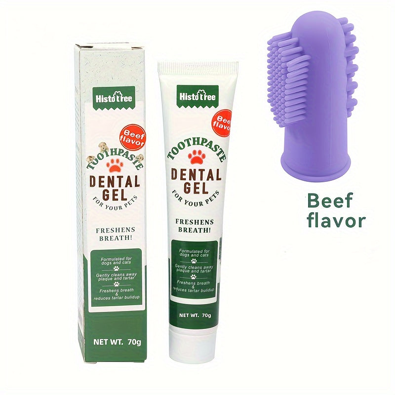 2pcs Silicone Fingertip Pet Toothbrush and Toothpaste Set for Dogs and Cats