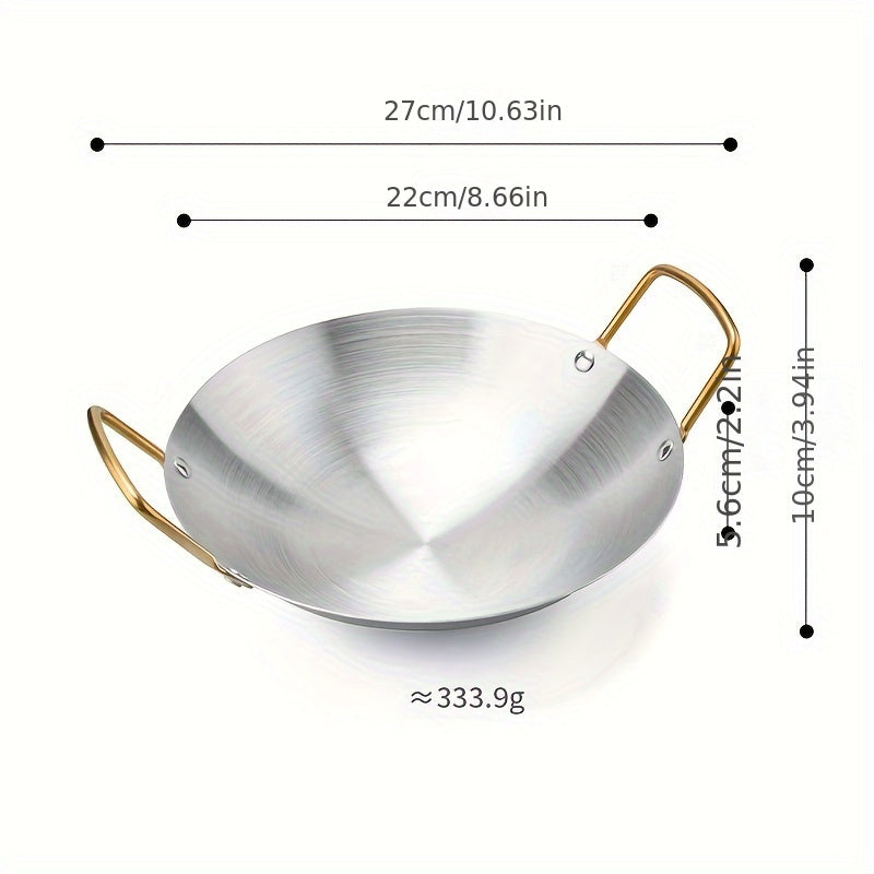 Wok de acero inoxidable duradero con recubrimiento antiadherente para cocinas de gas y cocina en casa