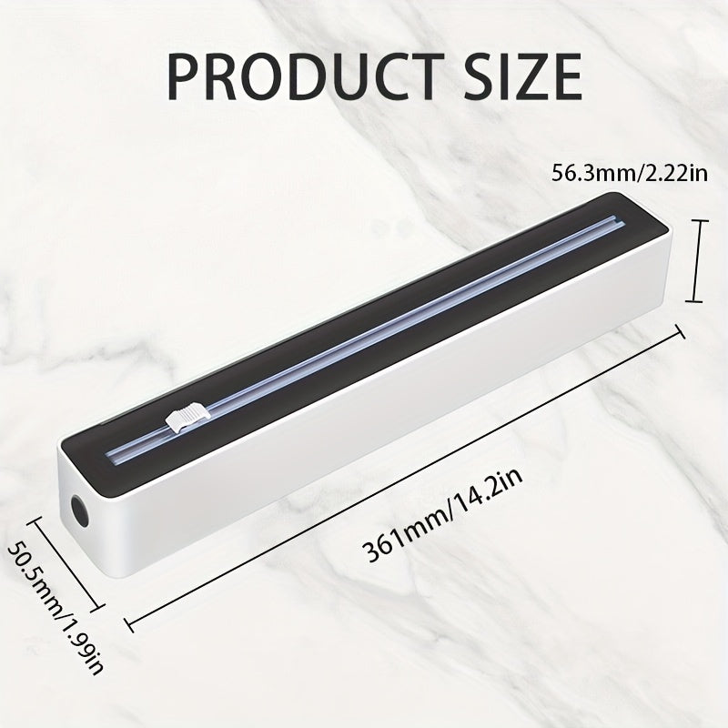 Kitchen Gadget Refillable Plastic Wrap Dispenser with Cutter and Food-Safe Tin Foil Cutting Tool