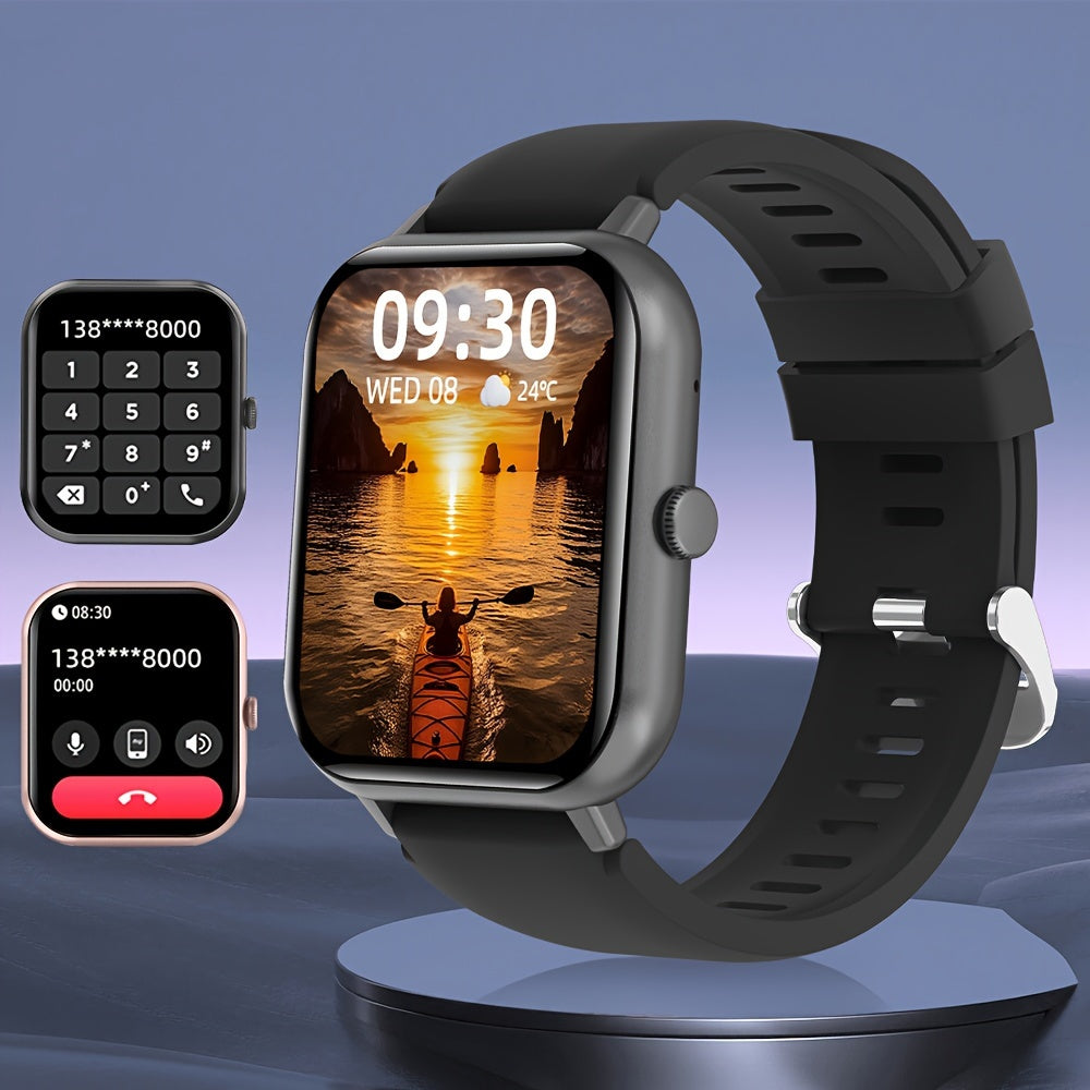 Часы LifeBee Smartwatch для мужчин и женщин - 4,65 см полный сенсорный экран, функция звонка, более 100 режимов упражнений, шагомер, отслеживание расстояния и калорий, USB зарядка, красный, фитнес и мультиспорт