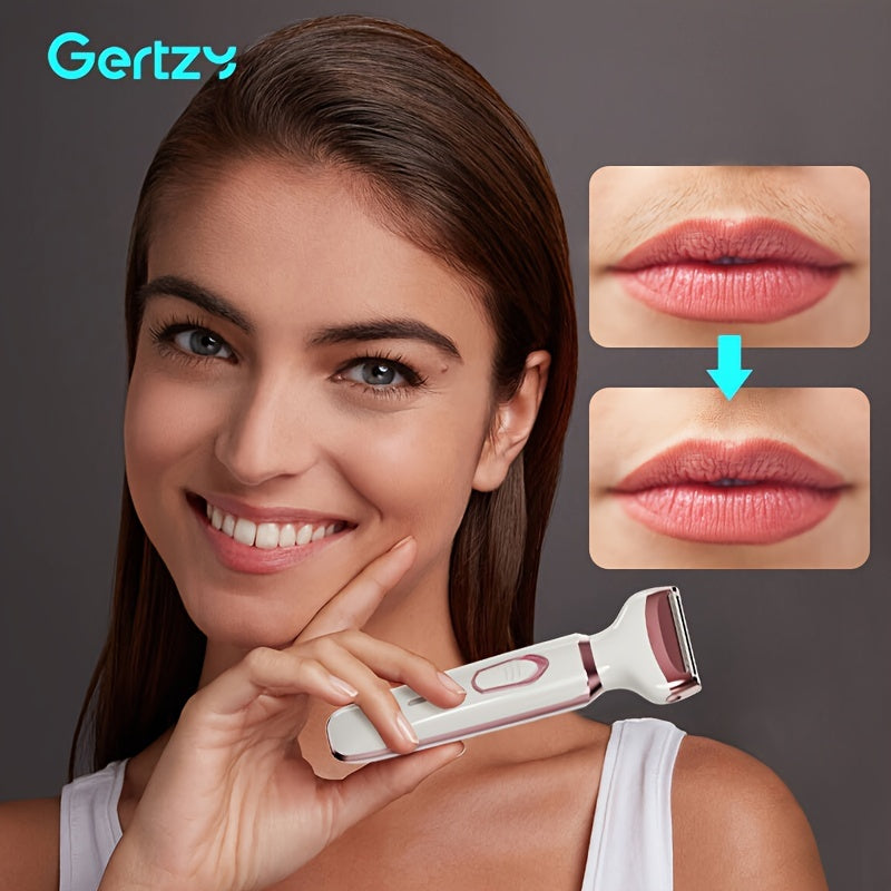 Women Electric Razor 4-in-1 Rechargeable Wet Dry Painless Grooming Face Nose Legs Underarm Bikini
