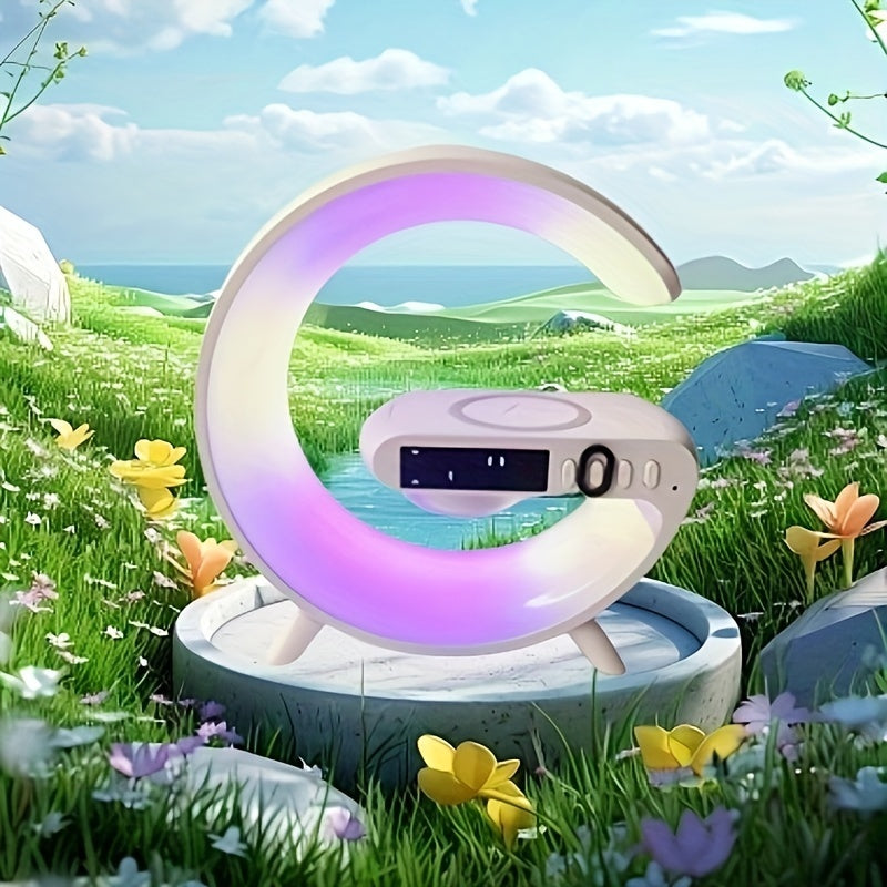 White Noise Smart Alarm Clock Wireless Charging Speaker Ambient Lamp USB Port