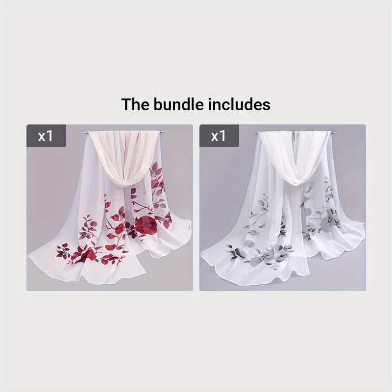 Floral Print Chiffon Scarf Wrap for Summer Beach Hair Accessory