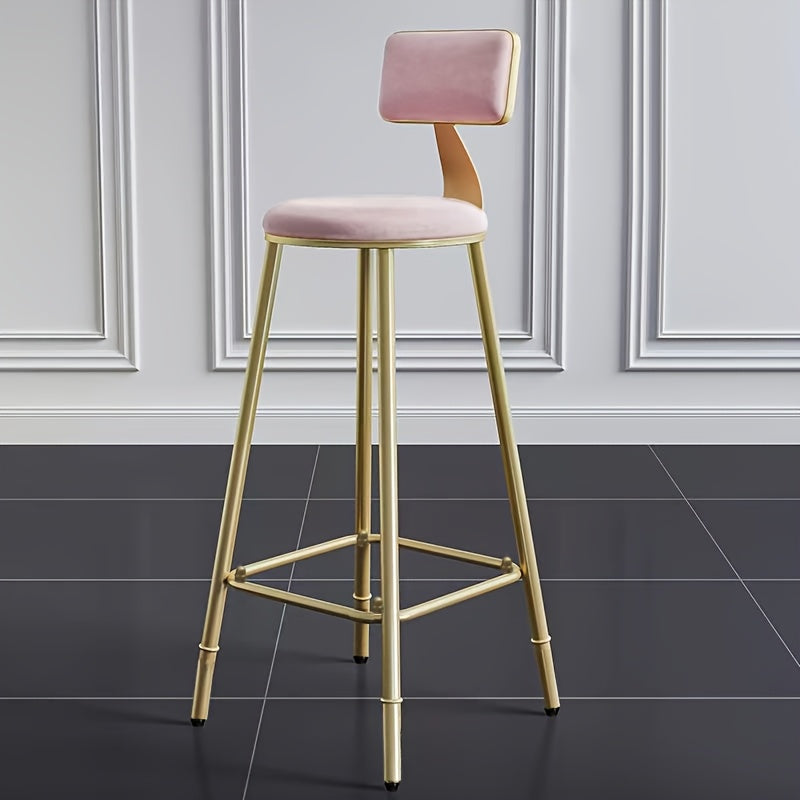 Metal Ramka Vintage-Uslubidagi Yuqori Bar Stul, Orqa O'rindiq va Oyoq O'rindig'i bilan, Oshxona Counter, Ovqatlanish Xonasi yoki Uy Bar uchun Mukammal, Yumshoq O'rindiqli
