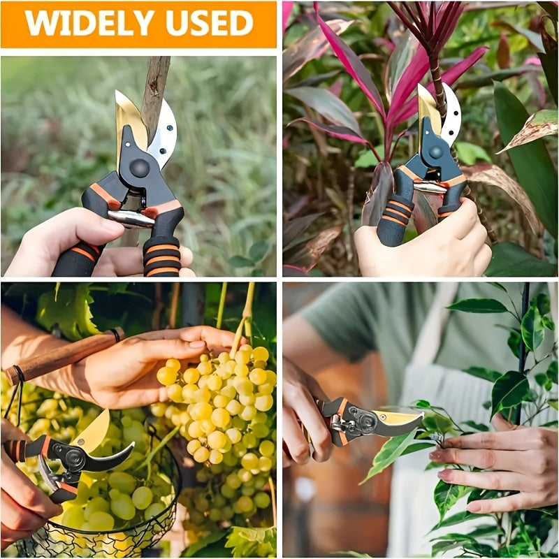 21.59cm Titanium Bypass Pruning Shears Garden Hedge Clippers Heavy Duty Sharp