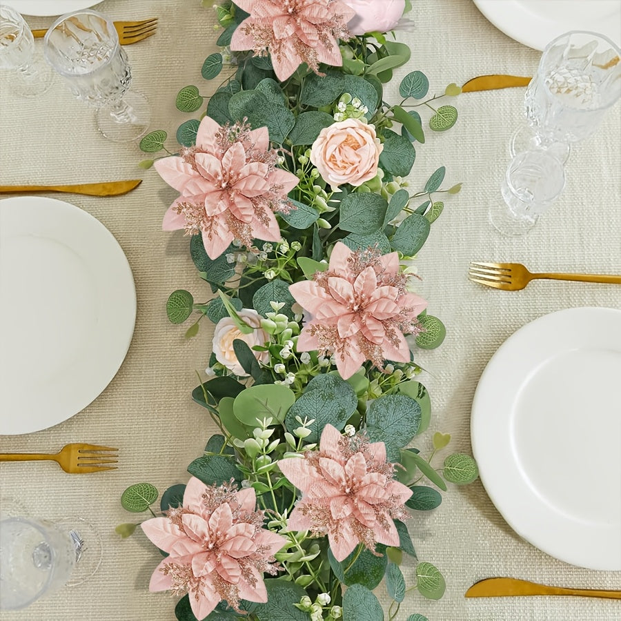 Conjunto de flores artificiales de 4 unidades, tallo rojo de 5.5 pulgadas con clips para decoraciones