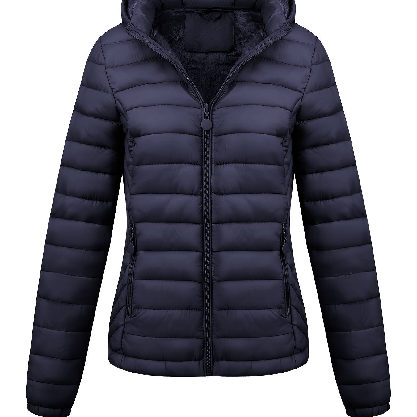 Women's Hooded Coat Lightweight Waterproof Casual Autumn Winter Puffer with Pockets