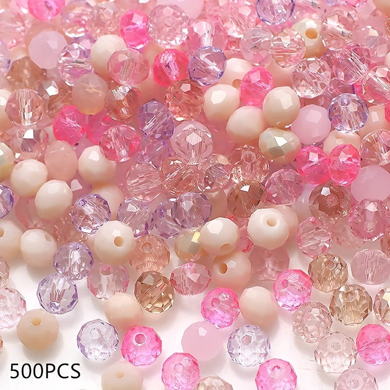 500 Pieces Imitation Crystal Glass Beads 4mm Faceted Round Spacer Jewelry Making
