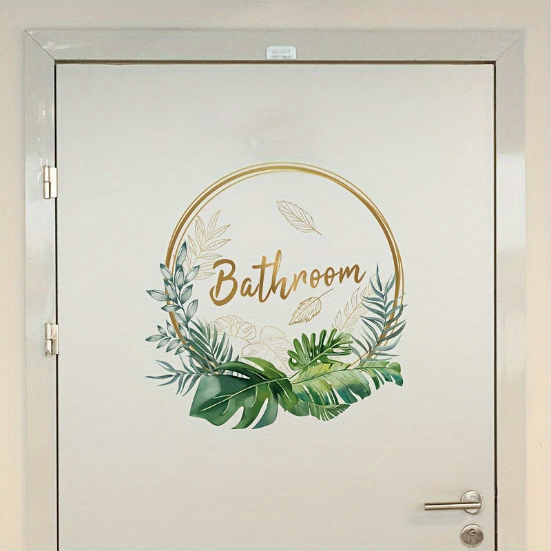 Adhesivo decorativo de pared de plantas verdes para puerta de baño, pegatina cerámica autoadhesiva, acabado semibrillante, decoración de Halloween y Navidad