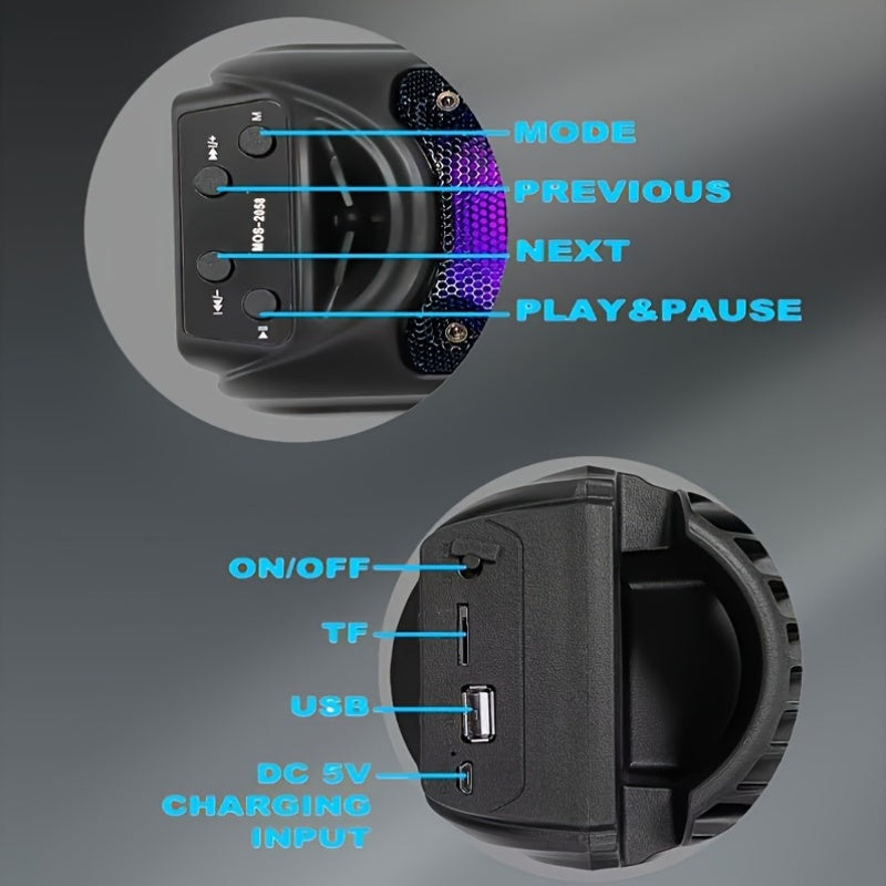 XSound Portativ Simsiz Dinamik, Ikki 4-Dyuymli Stereo Ovoz, USB Zaryadlash, Qayta Zaryadlanadigan Litiy Batareya, Siri Boshqaruvi, LED Rangli Chiroqlar, FM Radio, TF Kartasi Slot. Tashqi Kamping uchun Ideal.
