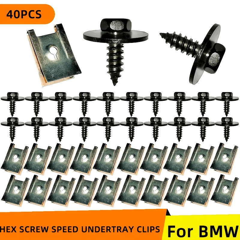 40 шт. металлических гайок, винтов, шайб, зажимов U-образных для защиты двигателя, бампера, охранного щитка