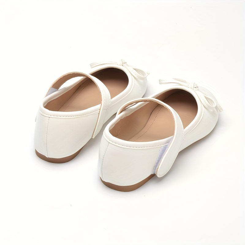 Girls Mary Jane Shoes with Non-Slip Soles Bow Embellishment Casual Flats for Students