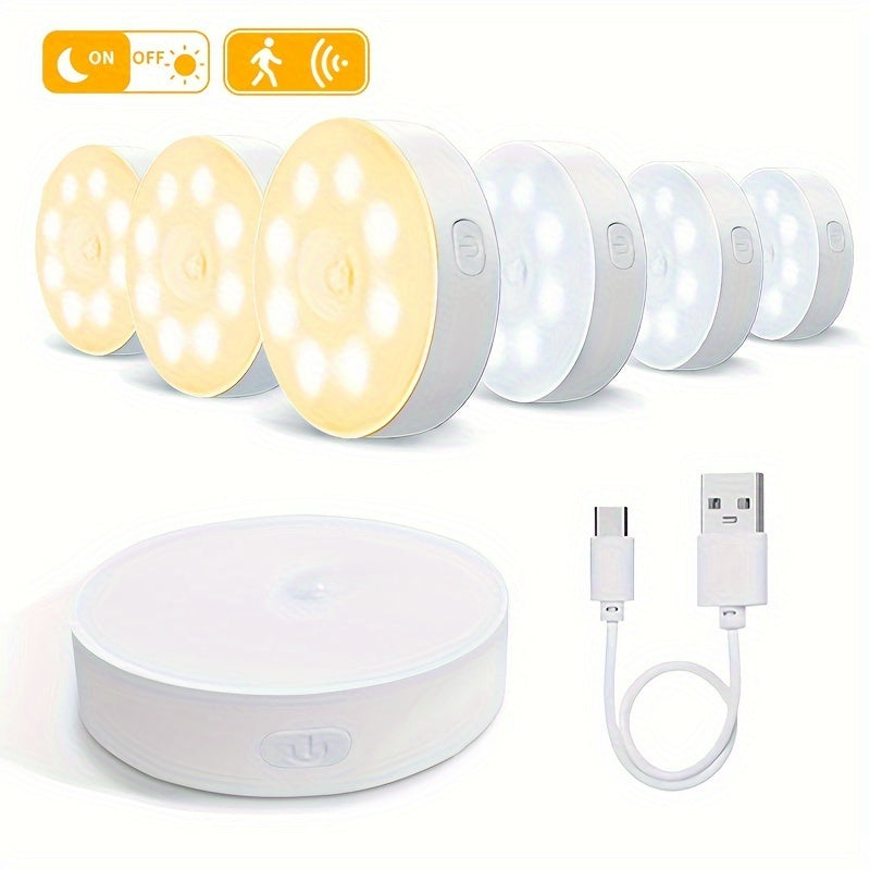 LED Step Lights with Motion Sensor, Adjustable Brightness, Flush Mount, Battery Operated