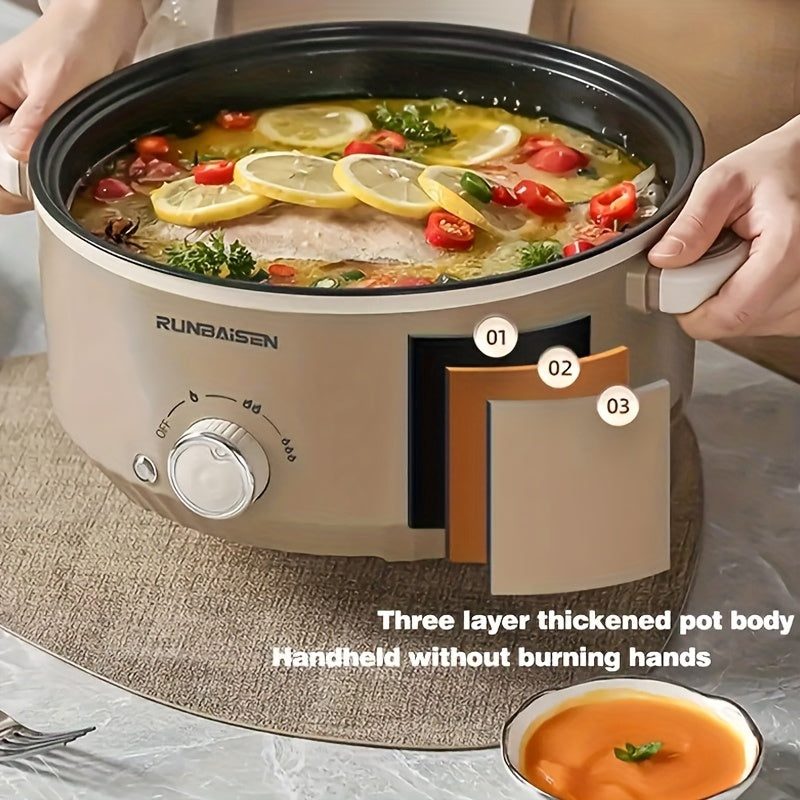 Electric Portable Pot Non-Stick Stir-Fry Steamer 3-Power Control Stainless Steel