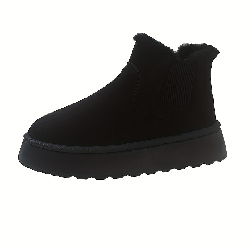 Women's Winter Snow Boots Mid-Calf Waterproof Rubber Sole Black